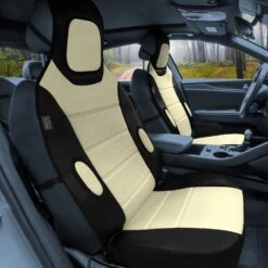 Leatherette Cushion Pads With 3D Air Mesh - Front - Beige(Leatherette Cushion Pads With 3d Air Mesh Front Beige) 10 Leatherette Cushion Pads With 3D Air Mesh - Front - Beige(Leatherette Cushion Pads With 3d Air Mesh Front Beige) -FH Group fb202beige interior passenger