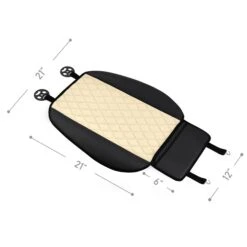 Faux Leather And NeoSupreme Seat Cushion Pad - Front Set Beige(Faux Leather And Neosupreme Seat Cushion Pad Front Set Beige) -FH Group fb210 beige dimensions