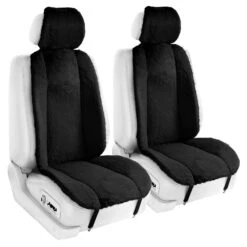 Doe16 Faux Rabbit Fur Car Seat Cushions - Front Set Black(Doe16 Faux Rabbit Fur Car Seat Cushions Front Set Black)