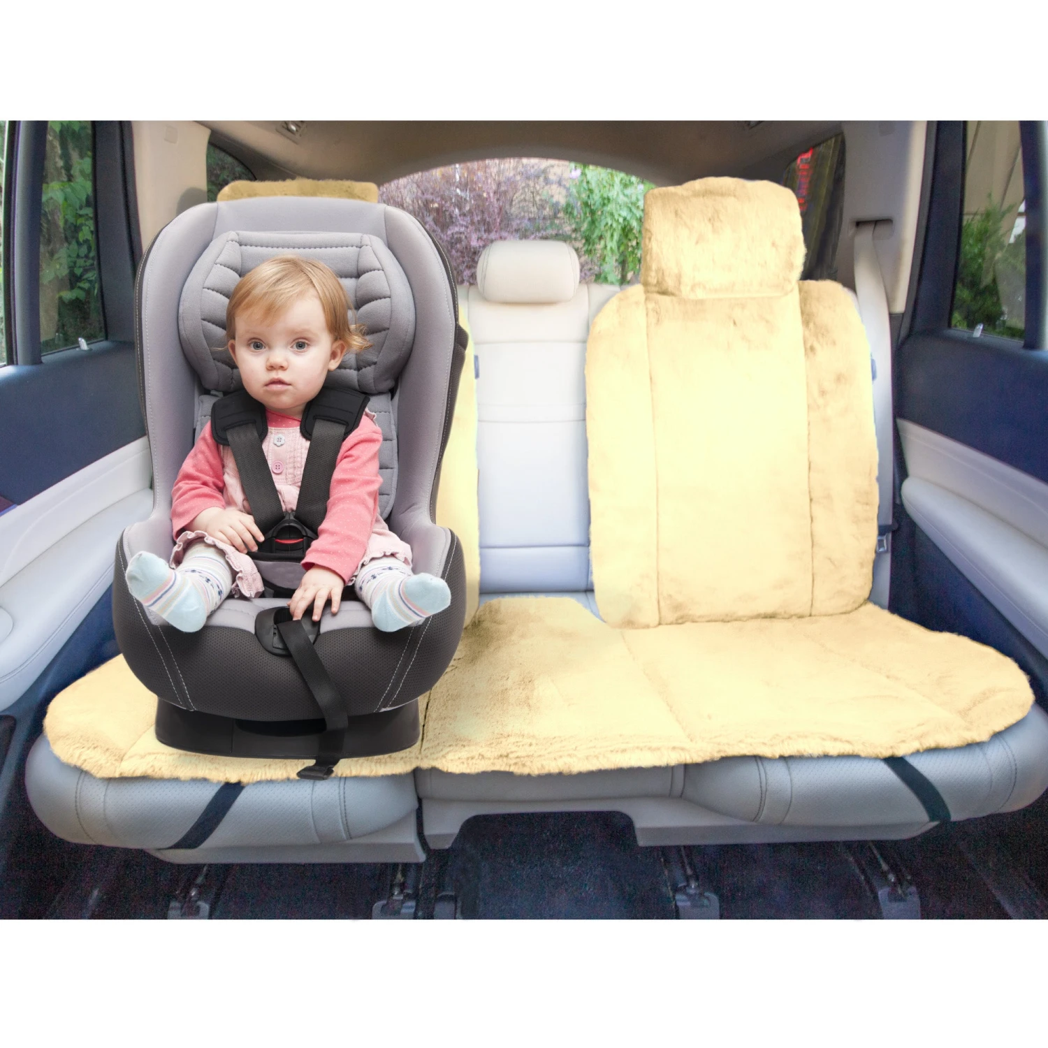 Doe16 Faux Rabbit Fur Car Seat Cushions - Rear Set Beige(Doe16 Faux Rabbit Fur Car Seat Cushions Rear Set Beige) 3 Doe16 Faux Rabbit Fur Car Seat Cushions - Rear Set Beige(Doe16 Faux Rabbit Fur Car Seat Cushions Rear Set Beige) - Image 3