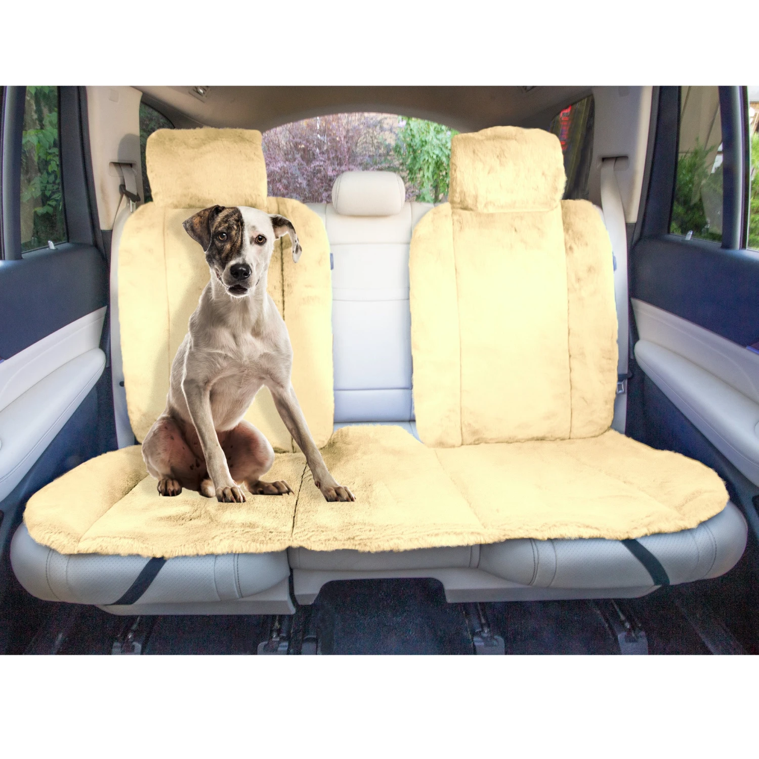 Doe16 Faux Rabbit Fur Car Seat Cushions - Rear Set Beige(Doe16 Faux Rabbit Fur Car Seat Cushions Rear Set Beige) 4 Doe16 Faux Rabbit Fur Car Seat Cushions - Rear Set Beige(Doe16 Faux Rabbit Fur Car Seat Cushions Rear Set Beige) - Image 4