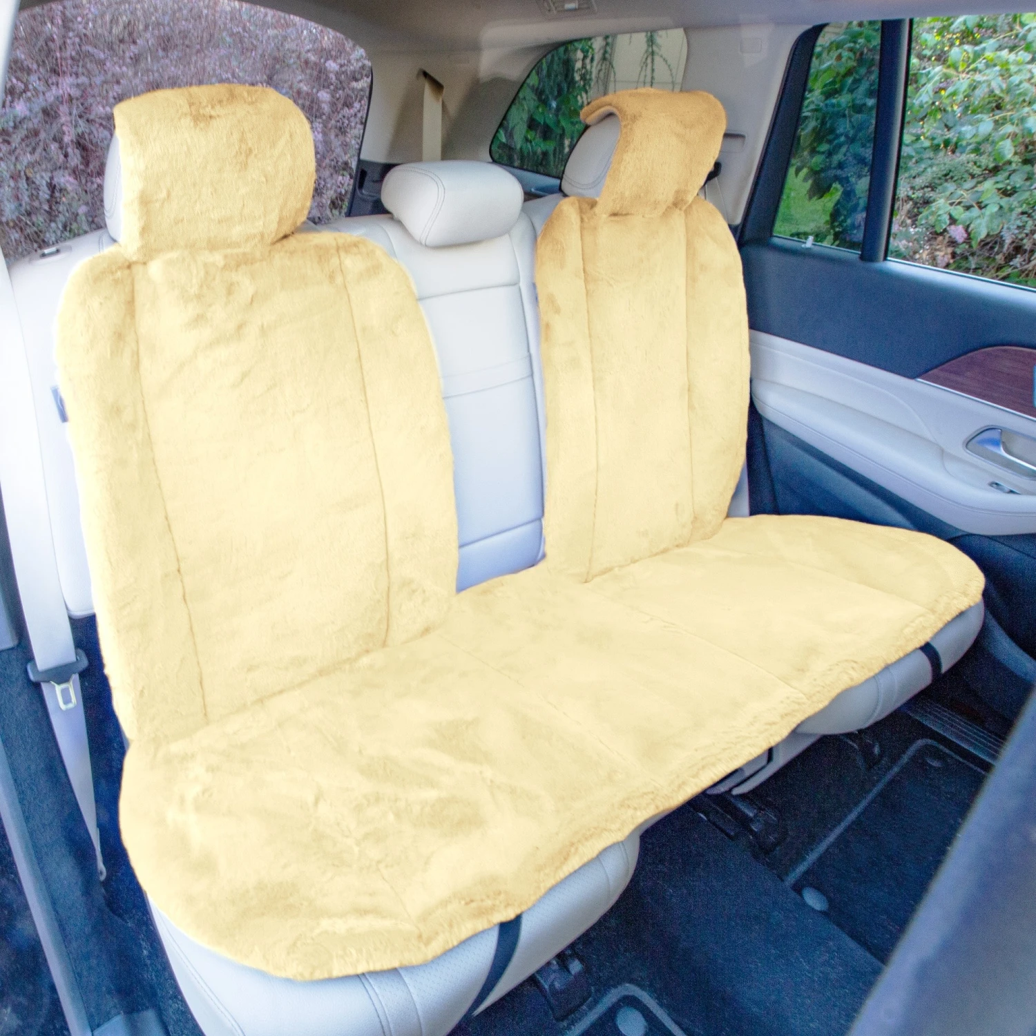 Doe16 Faux Rabbit Fur Car Seat Cushions - Rear Set Beige(Doe16 Faux Rabbit Fur Car Seat Cushions Rear Set Beige) 2 Doe16 Faux Rabbit Fur Car Seat Cushions - Rear Set Beige(Doe16 Faux Rabbit Fur Car Seat Cushions Rear Set Beige) - Image 2