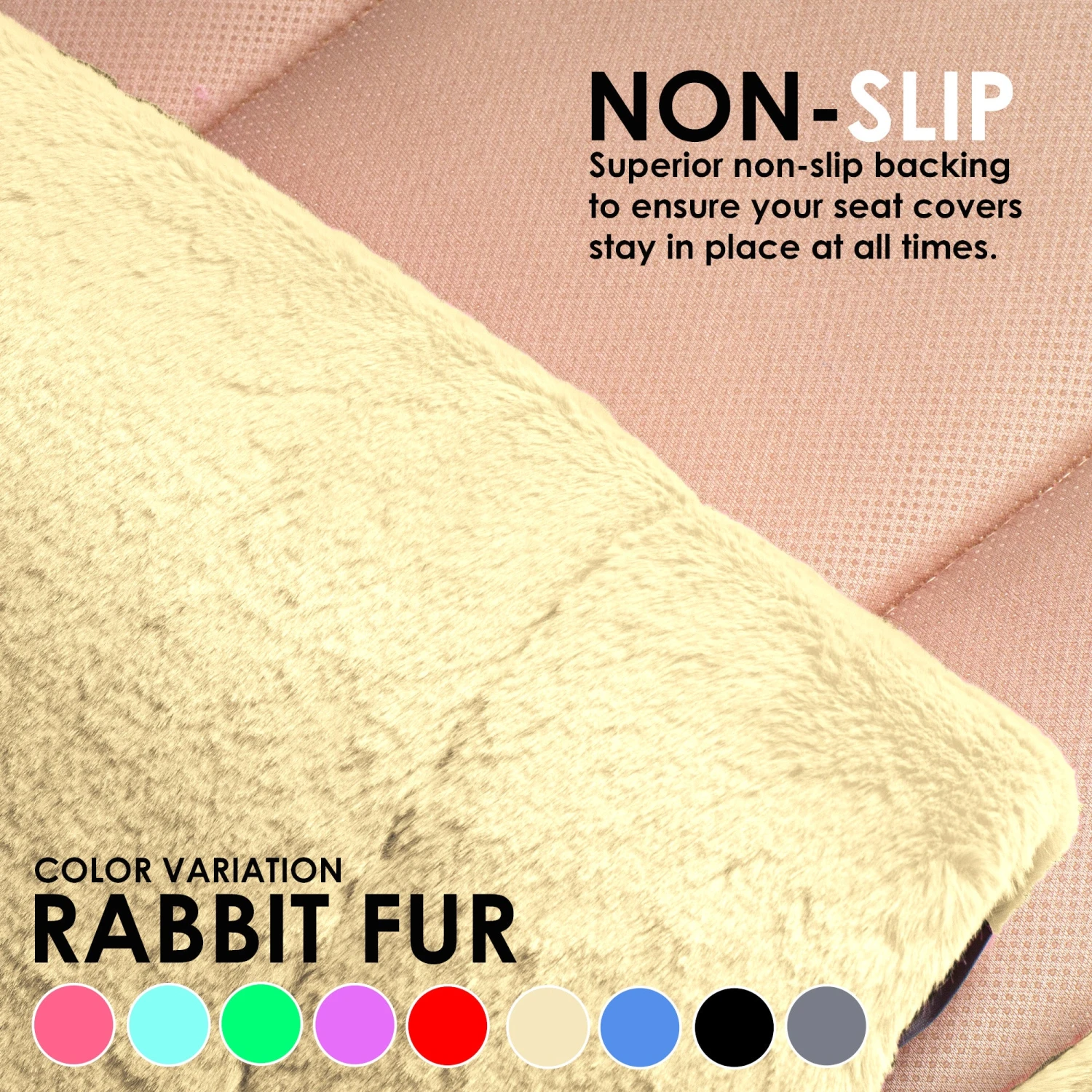Doe16 Faux Rabbit Fur Car Seat Cushions - Rear Set Beige(Doe16 Faux Rabbit Fur Car Seat Cushions Rear Set Beige) 5 Doe16 Faux Rabbit Fur Car Seat Cushions - Rear Set Beige(Doe16 Faux Rabbit Fur Car Seat Cushions Rear Set Beige) - Image 5