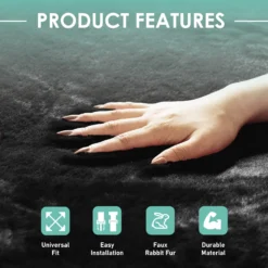 Doe16 Faux Rabbit Fur Car Seat Cushions - Rear Set Black(Doe16 Faux Rabbit Fur Car Seat Cushions Rear Set Black) 11 Doe16 Faux Rabbit Fur Car Seat Cushions - Rear Set Black(Doe16 Faux Rabbit Fur Car Seat Cushions Rear Set Black) -FH Group fb216012 black 4