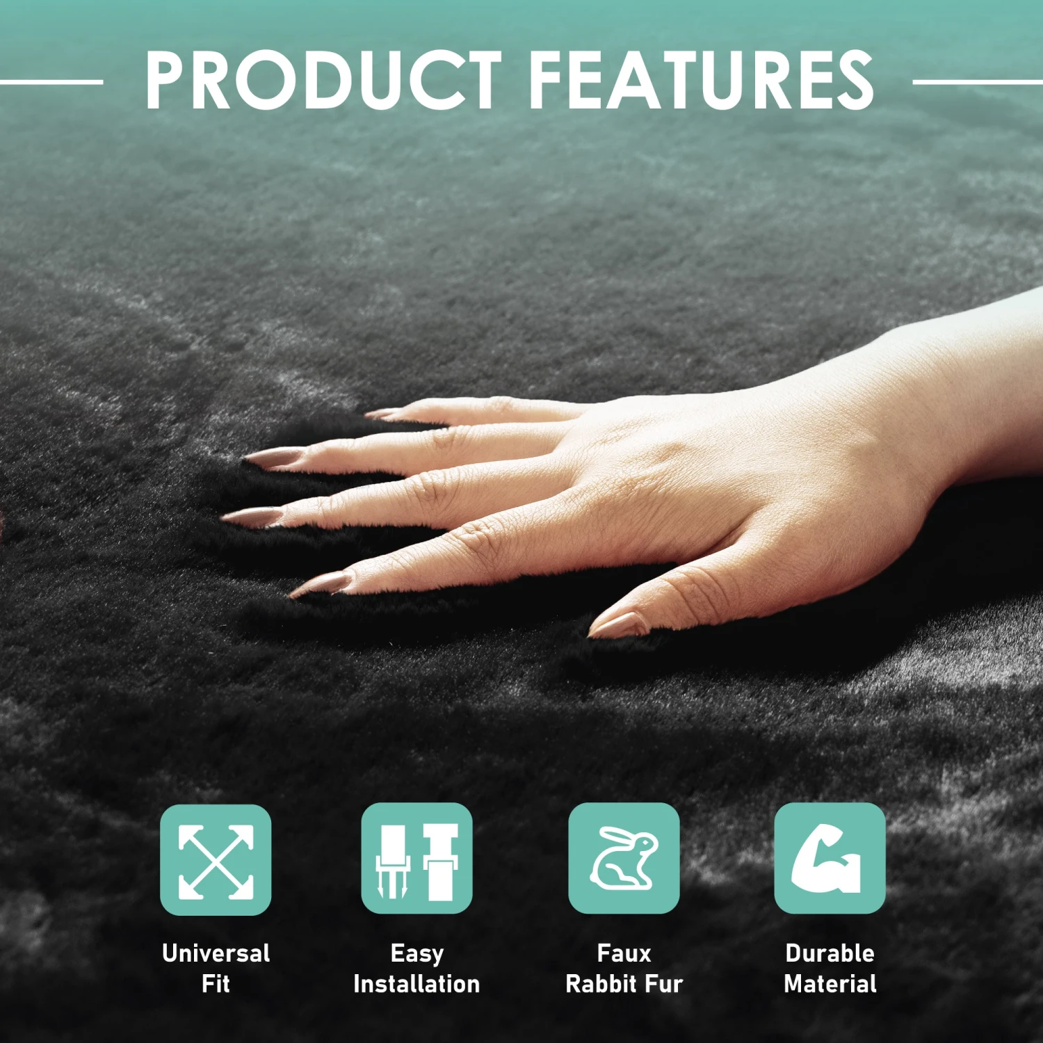 Doe16 Faux Rabbit Fur Car Seat Cushions - Rear Set Black(Doe16 Faux Rabbit Fur Car Seat Cushions Rear Set Black) 5 Doe16 Faux Rabbit Fur Car Seat Cushions - Rear Set Black(Doe16 Faux Rabbit Fur Car Seat Cushions Rear Set Black) - Image 5