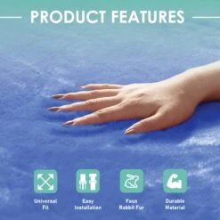 Doe16 Faux Rabbit Fur Car Seat Cushions - Rear Set Blue(Doe16 Faux Rabbit Fur Car Seat Cushions Rear Set Blue) -FH Group fb216012 blue 4