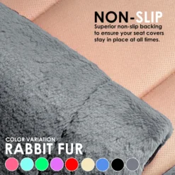 Doe16 Faux Rabbit Fur Car Seat Cushions - Rear Set Gray(Doe16 Faux Rabbit Fur Car Seat Cushions Rear Set Gray) -FH Group fb216012 gray 5