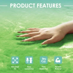 Doe16 Faux Rabbit Fur Car Seat Cushions - Rear Set Green(Doe16 Faux Rabbit Fur Car Seat Cushions Rear Set Green) -FH Group fb216012 green 4