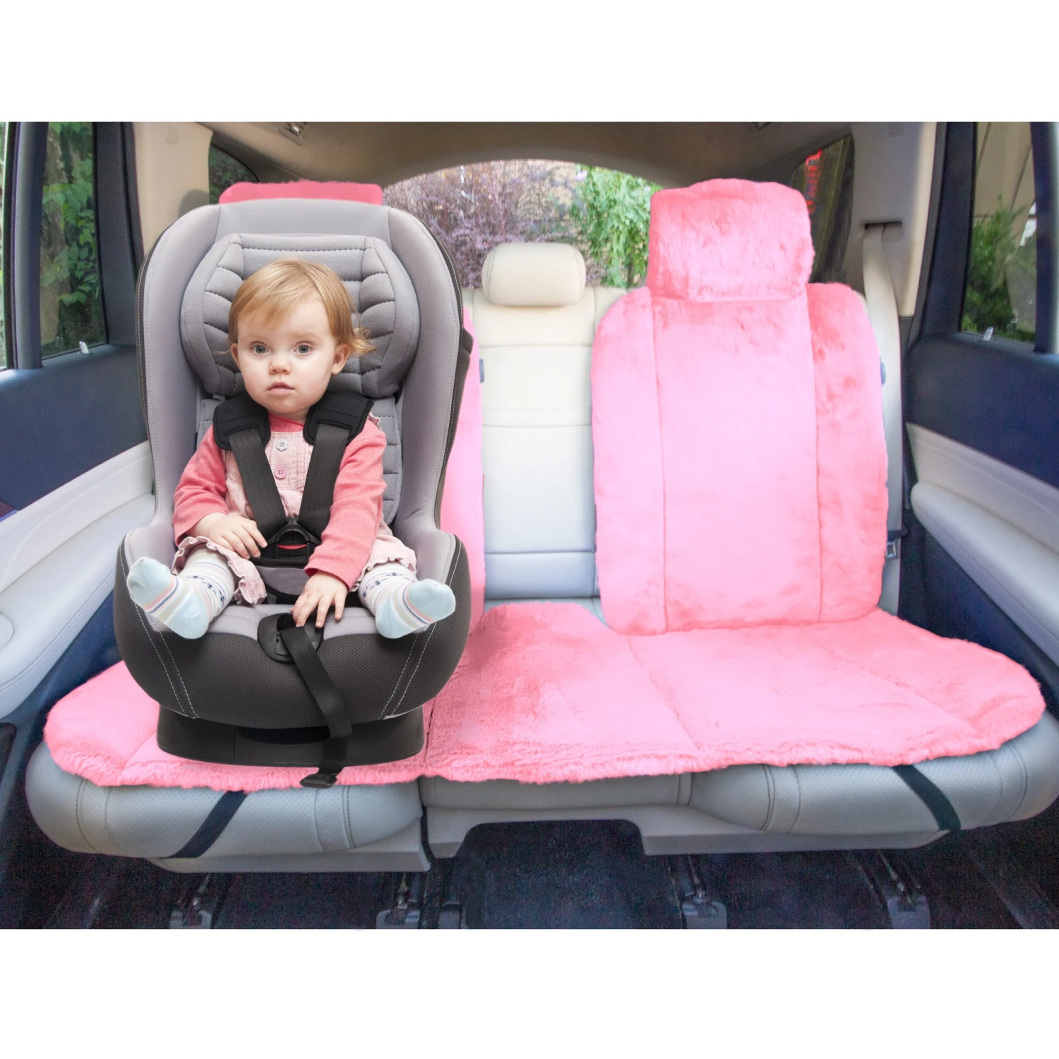 Doe16 Faux Rabbit Fur Car Seat Cushions - Rear Set Pink(Doe16 Faux Rabbit Fur Car Seat Cushions Rear Set Pink) 3 Doe16 Faux Rabbit Fur Car Seat Cushions - Rear Set Pink(Doe16 Faux Rabbit Fur Car Seat Cushions Rear Set Pink) - Image 3