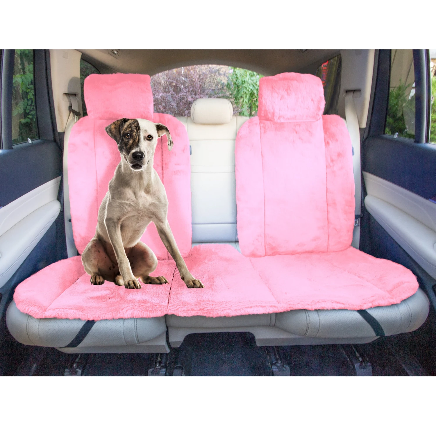 Doe16 Faux Rabbit Fur Car Seat Cushions - Rear Set Pink(Doe16 Faux Rabbit Fur Car Seat Cushions Rear Set Pink) 4 Doe16 Faux Rabbit Fur Car Seat Cushions - Rear Set Pink(Doe16 Faux Rabbit Fur Car Seat Cushions Rear Set Pink) - Image 4