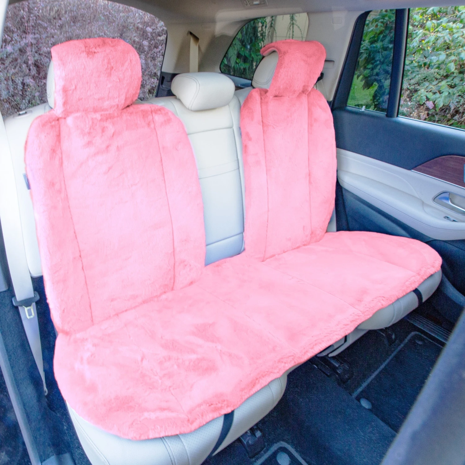 Doe16 Faux Rabbit Fur Car Seat Cushions - Rear Set Pink(Doe16 Faux Rabbit Fur Car Seat Cushions Rear Set Pink) 2 Doe16 Faux Rabbit Fur Car Seat Cushions - Rear Set Pink(Doe16 Faux Rabbit Fur Car Seat Cushions Rear Set Pink) - Image 2