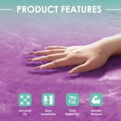 Doe16 Faux Rabbit Fur Car Seat Cushions - Rear Set Purple(Doe16 Faux Rabbit Fur Car Seat Cushions Rear Set Purple) -FH Group fb216012 purple 4