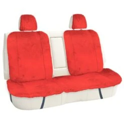 Doe16 Faux Rabbit Fur Car Seat Cushions - Rear Set Red(Doe16 Faux Rabbit Fur Car Seat Cushions Rear Set Red)