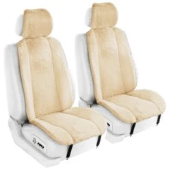 Doe16 Faux Rabbit Fur Car Seat Cushions - Front Set Beige(Doe16 Faux Rabbit Fur Car Seat Cushions Front Set Beige)