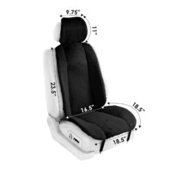 Doe16 Faux Rabbit Fur Car Seat Cushions - Front Set Black(Doe16 Faux Rabbit Fur Car Seat Cushions Front Set Black) -FH Group fb216102 black 7