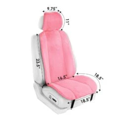 Doe16 Faux Rabbit Fur Car Seat Cushions - Front Set Pink(Doe16 Faux Rabbit Fur Car Seat Cushions Front Set Pink) -FH Group fb216102 pink 7