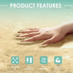 Doe16 Faux Rabbit Fur Car Seat Cushions - Front Set Beige(Doe16 Faux Rabbit Fur Car Seat Cushions Front Set Beige) -FH Group fb216114 beige 6