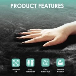 Doe16 Faux Rabbit Fur Car Seat Cushions - Front Set Black(Doe16 Faux Rabbit Fur Car Seat Cushions Front Set Black) -FH Group fb216114 black 6