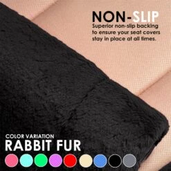 Doe16 Faux Rabbit Fur Car Seat Cushions - Front Set Black(Doe16 Faux Rabbit Fur Car Seat Cushions Front Set Black) -FH Group fb216114 black 7