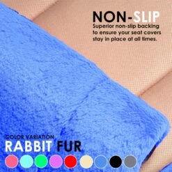 Doe16 Faux Rabbit Fur Car Seat Cushions - Front Set Blue(Doe16 Faux Rabbit Fur Car Seat Cushions Front Set Blue) -FH Group fb216114 blue 7