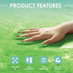 Doe16 Faux Rabbit Fur Car Seat Cushions - Front Set Green(Doe16 Faux Rabbit Fur Car Seat Cushions Front Set Green) -FH Group fb216114 green 6