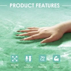 Doe16 Faux Rabbit Fur Car Seat Cushions - Front Set Mint(Doe16 Faux Rabbit Fur Car Seat Cushions Front Set Mint) -FH Group fb216114 mint 6