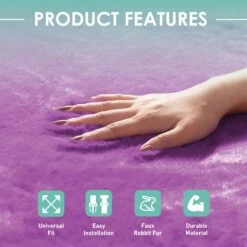 Doe16 Faux Rabbit Fur Car Seat Cushions - Front Set Purple(Doe16 Faux Rabbit Fur Car Seat Cushions Front Set Purple) -FH Group fb216114 purple 6