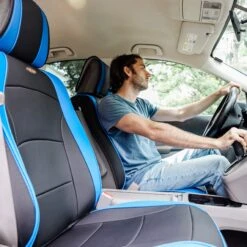 Ultra Comfort Deluxe Leatherette Seat Cushions - Front Set Blue(Ultra Comfort Deluxe Leatherette Seat Cushions Blue) -FH Group fh group auto 213 51205726485 o 1