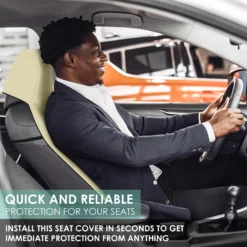 FH Group Easy Roll-Out Car Seat Protector - 1pc Beige Neoprene(Neoprene Car Seat Protector Waterproof Sweatproof For For Dog Kid Running Beach) -FH Group fh1006 beige 3