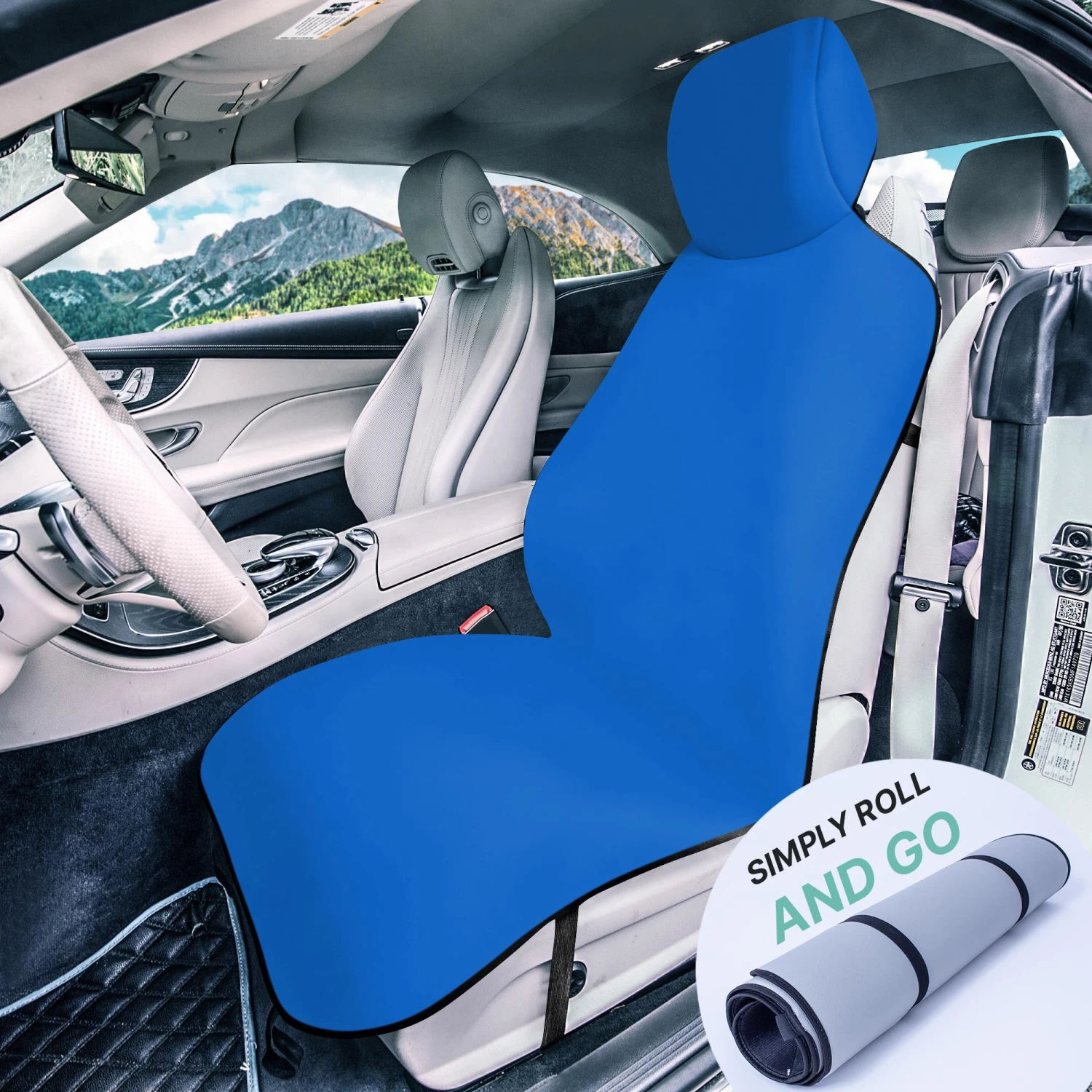 FH Group Easy Roll-Out Car Seat Protector - 1pc Blue Neoprene(Neoprene Car Seat Protector Waterproof Sweatproof For For Dog Kid Running Beach 1 Pc Pack Blue) 2 FH Group Easy Roll-Out Car Seat Protector - 1pc Blue Neoprene(Neoprene Car Seat Protector Waterproof Sweatproof For For Dog Kid Running Beach 1 Pc Pack Blue) - Image 2