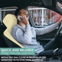 FH Group Easy Roll-Out Car Seat Protector - 1pc Beige Faux Leather(Copy Of Neoprene Car Seat Protector Waterproof Sweatproof For For Dog Kid Running Beach 1 Pc Pack Red) -FH Group fh1006pu beige 3