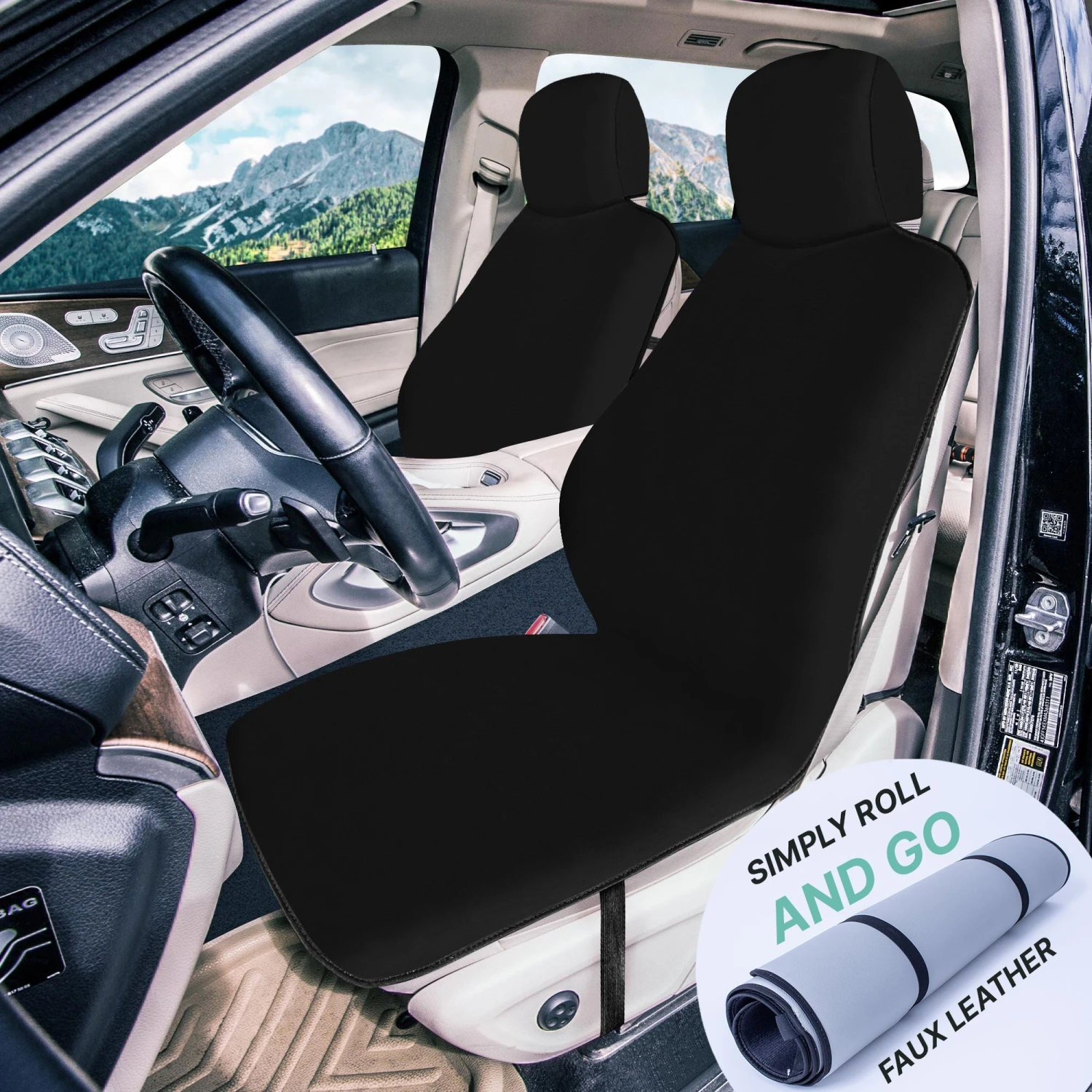 FH Group Easy Roll-Out Car Seat Protector - 2pc Black Faux Leather(Fh Group Easy Roll Out Car Seat Protector 2pc Black Faux Leather) 2 FH Group Easy Roll-Out Car Seat Protector - 2pc Black Faux Leather(Fh Group Easy Roll Out Car Seat Protector 2pc Black Faux Leather) - Image 2