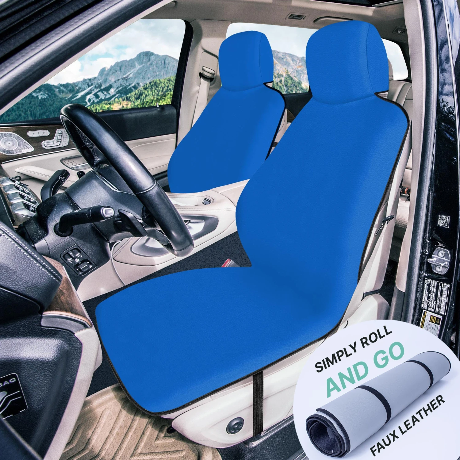 FH Group Easy Roll-Out Car Seat Protector - 2pc Blue Faux Leather(Fh Group Easy Roll Out Car Seat Protector 2pc Blue Faux Leather) 2 FH Group Easy Roll-Out Car Seat Protector - 2pc Blue Faux Leather(Fh Group Easy Roll Out Car Seat Protector 2pc Blue Faux Leather) - Image 2