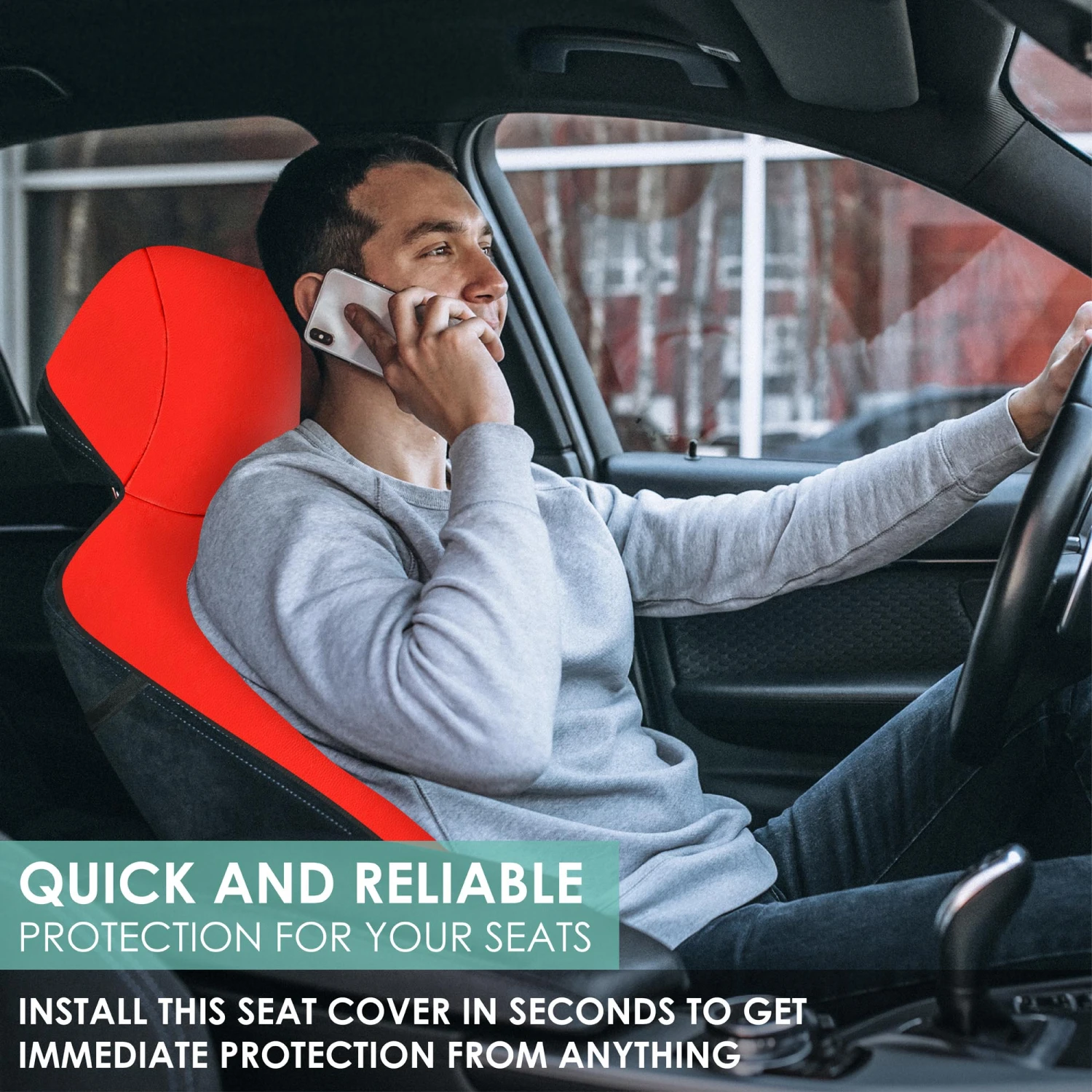 FH Group Easy Roll-Out Car Seat Protector - 2pc Red Faux Leather(Fh Group Easy Roll Out Car Seat Protector 2pc Red Faux Leather) 3 FH Group Easy Roll-Out Car Seat Protector - 2pc Red Faux Leather(Fh Group Easy Roll Out Car Seat Protector 2pc Red Faux Leather) - Image 3