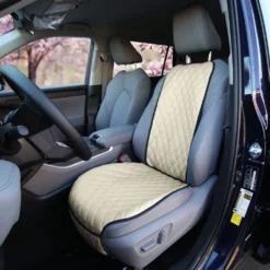 Faux Leather Seat Protectors - 1Pk Front Beige(Faux Leather Seat Protectors 1pk Front Beige) -FH Group fh1018beige interior v3 e1591532036464