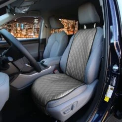 Faux Leather Seat Protectors - 1Pk Front Gray(Faux Leather Seat Protectors 1pk Front Gray) 8 Faux Leather Seat Protectors - 1Pk Front Gray(Faux Leather Seat Protectors 1pk Front Gray) -FH Group fh1018gray interior v3 e1591531636385