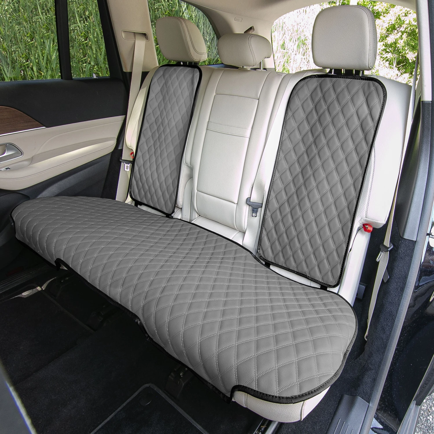 Faux Leather Seat Protectors - Rear Set Gray(Faux Leather Seat Protectors Rear Set Gray) 2 Faux Leather Seat Protectors - Rear Set Gray(Faux Leather Seat Protectors Rear Set Gray) - Image 2