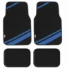 Non-Slip Carpet Floor Mats With Faux Leather Stripes - Full Set Blue(Non Slip Carpet Floor Mats With Faux Leather Stripes Full Set Blue)