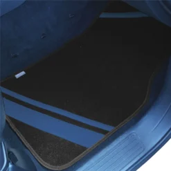 Non-Slip Carpet Floor Mats With Faux Leather Stripes - Full Set Blue(Non Slip Carpet Floor Mats With Faux Leather Stripes Full Set Blue) -FH Group fh14501blue 4
