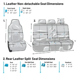 Royal PU Leather Seat Covers Full Set Gray / Black(Royal Pu Leather Seat Covers Full Set Gray Black) -FH Group leather non detachable rear split combo e1568994206472