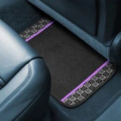 We Are Young Life Is Fun Checker Printed Seat Covers, Floor Mats, And Steering Wheel Cover - Purple Combo Full Set(We Are Young Life Is Fun Checker Printed Seat Covers Floor Mats And Steering Wheel Cover Purple Combo Full Set) -FH Group lf10002 purple 5