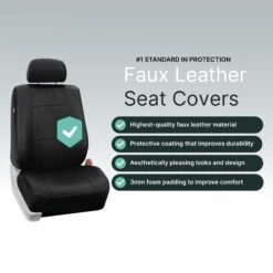 PU Leather Seat Covers - Front Set Black(Pu Leather Seat Covers Front Set Black) -FH Group pu001 black 102 3