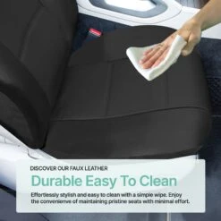 PU Leather Seat Covers - Front Set Black(Pu Leather Seat Covers Front Set Black) -FH Group pu001 black 102 4