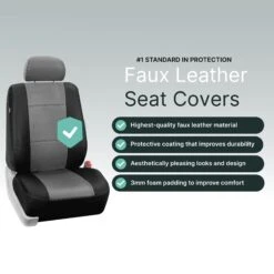 PU Leather Seat Covers - Front Set Gray / Black(Pu Leather Seat Covers Front Set Gray Black) 8 PU Leather Seat Covers - Front Set Gray / Black(Pu Leather Seat Covers Front Set Gray Black) -FH Group pu001 gray 102 3