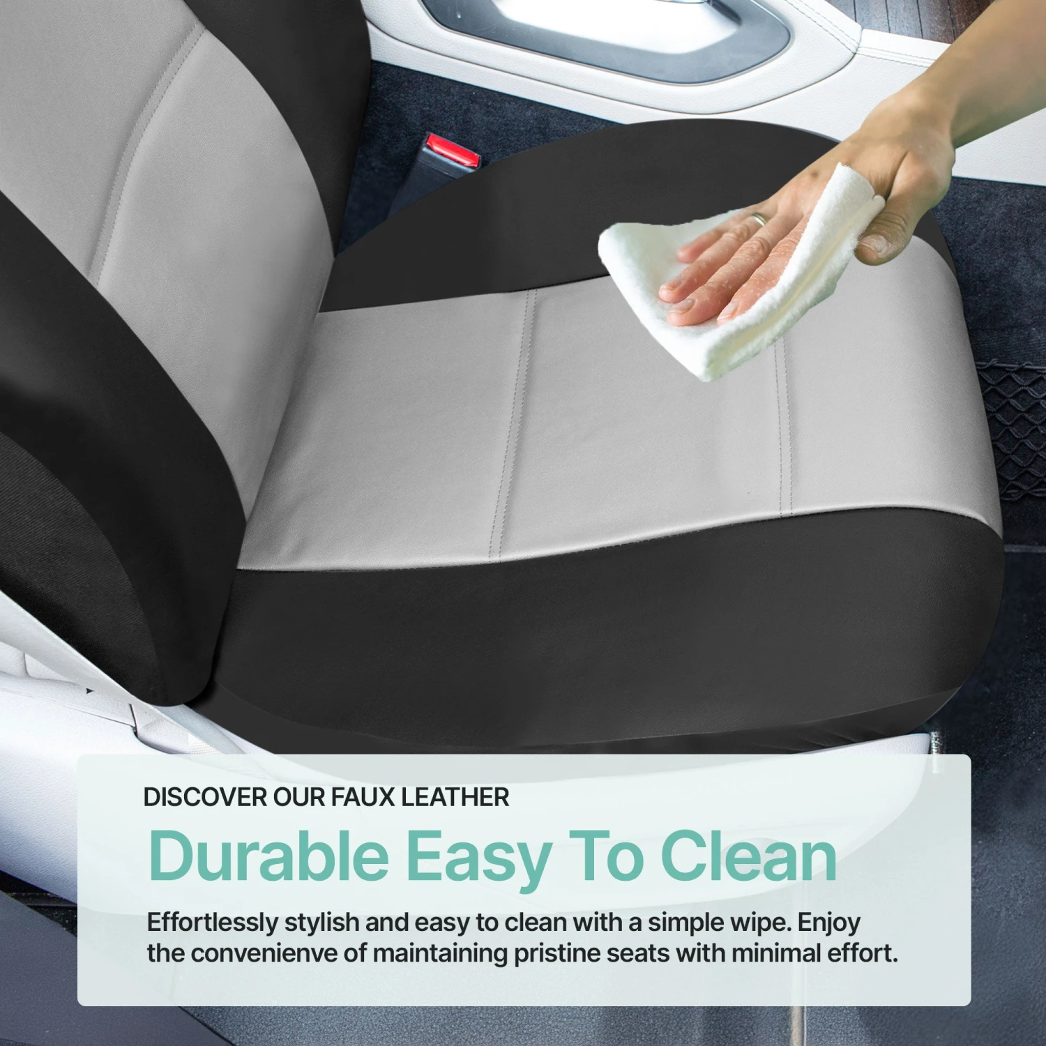 PU Leather Seat Covers - Front Set Gray / Black(Pu Leather Seat Covers Front Set Gray Black) 4 PU Leather Seat Covers - Front Set Gray / Black(Pu Leather Seat Covers Front Set Gray Black) - Image 4