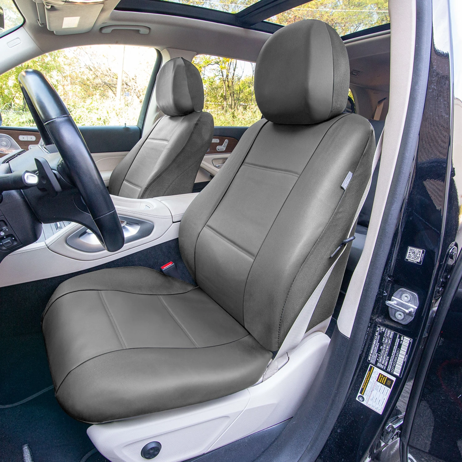 PU Leather Seat Covers - Front Set Gray(Pu Leather Seat Covers Front Set Gray) 2 PU Leather Seat Covers - Front Set Gray(Pu Leather Seat Covers Front Set Gray) - Image 2