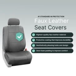 PU Leather Seat Covers - Front Set Gray(Pu Leather Seat Covers Front Set Gray) 8 PU Leather Seat Covers - Front Set Gray(Pu Leather Seat Covers Front Set Gray) -FH Group pu001 solid gray 102 3