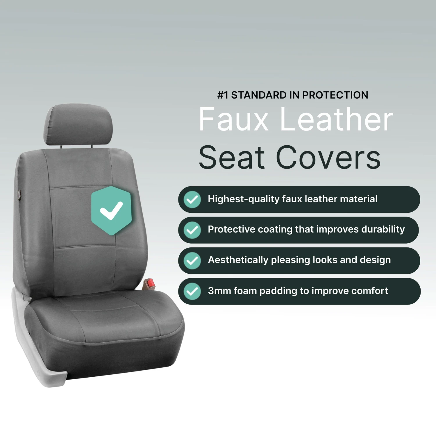 PU Leather Seat Covers - Front Set Gray(Pu Leather Seat Covers Front Set Gray) 3 PU Leather Seat Covers - Front Set Gray(Pu Leather Seat Covers Front Set Gray) - Image 3