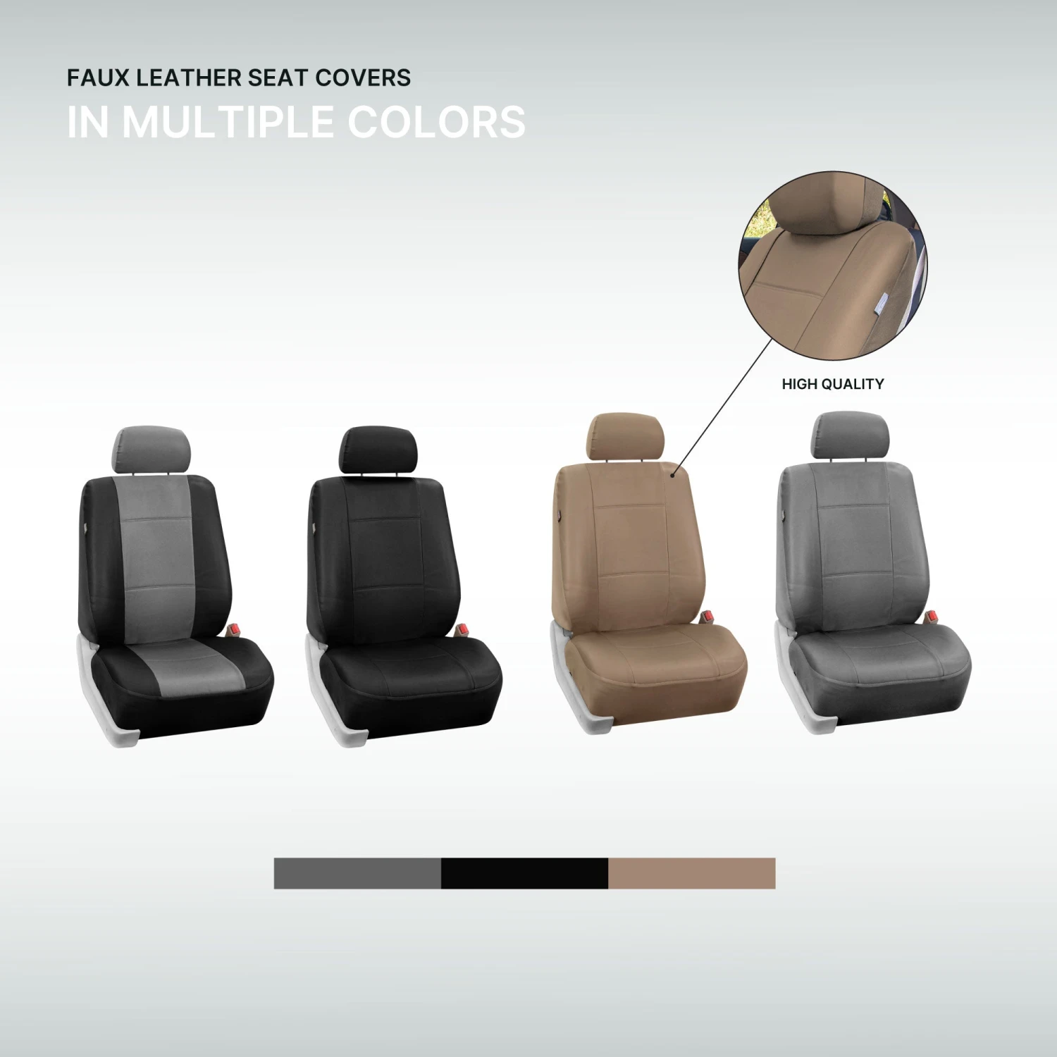 PU Leather Seat Covers - Front Set Gray(Pu Leather Seat Covers Front Set Gray) 6 PU Leather Seat Covers - Front Set Gray(Pu Leather Seat Covers Front Set Gray) - Image 6