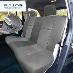 PU Leather Seat Covers - Full Set Gray(Pu Leather Seat Covers Full Set Gray) -FH Group pu001 solid gray 115 5
